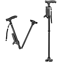SueH Design Bastón Plegable para Hombres y Mujeres con luz LED y 11 Alturas Ajustables | Bastón Portátil para Personas…